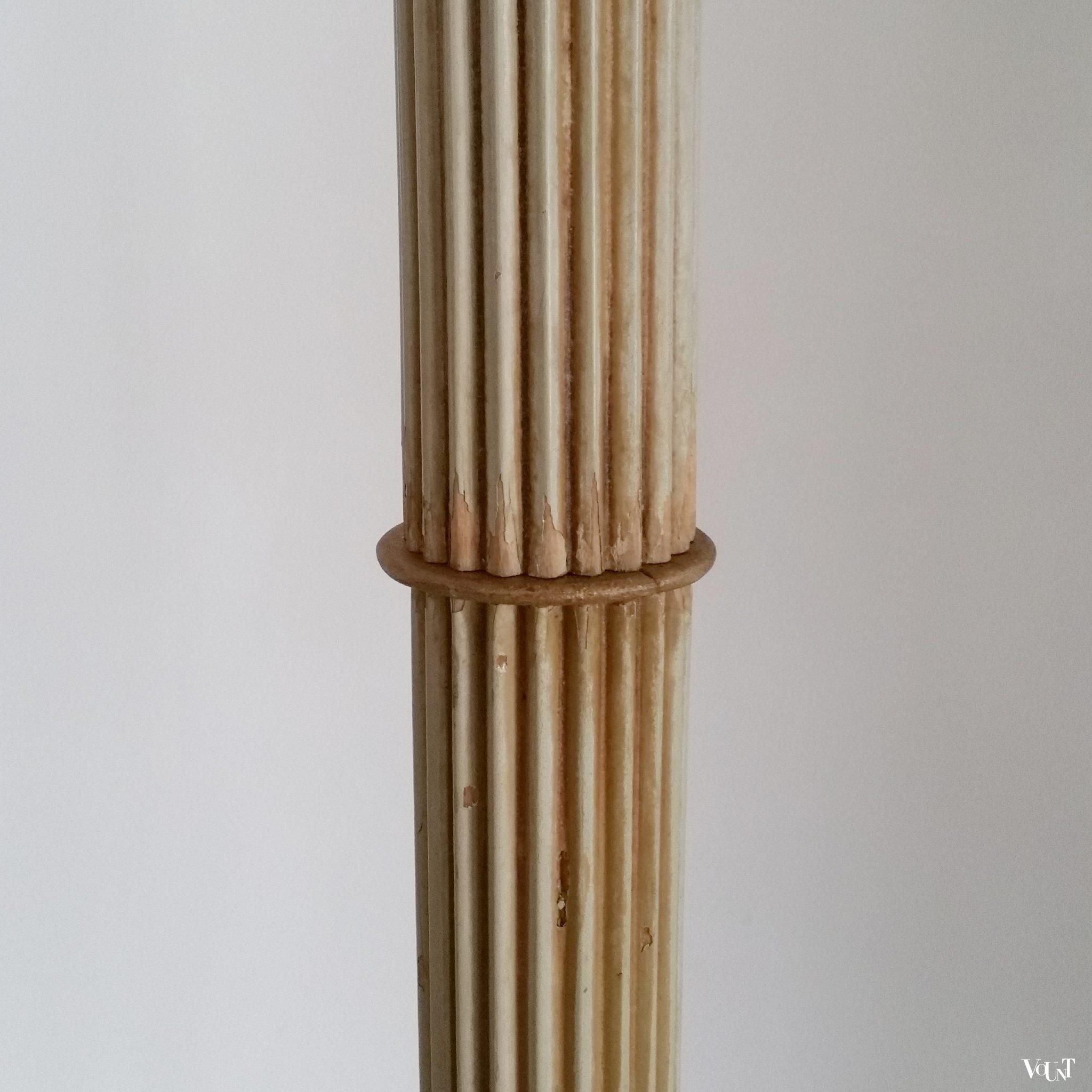 Houten vloerlamp met grote kap met eenden, jaren '60