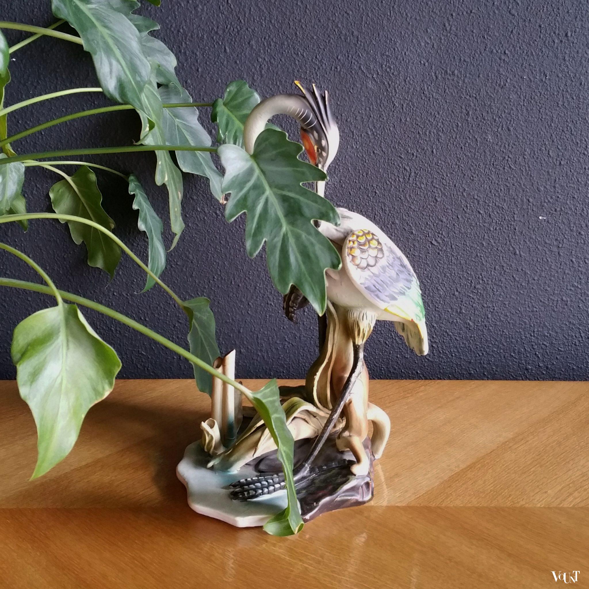 Porseleinen beeld kraanvogel, jaren '80/'90