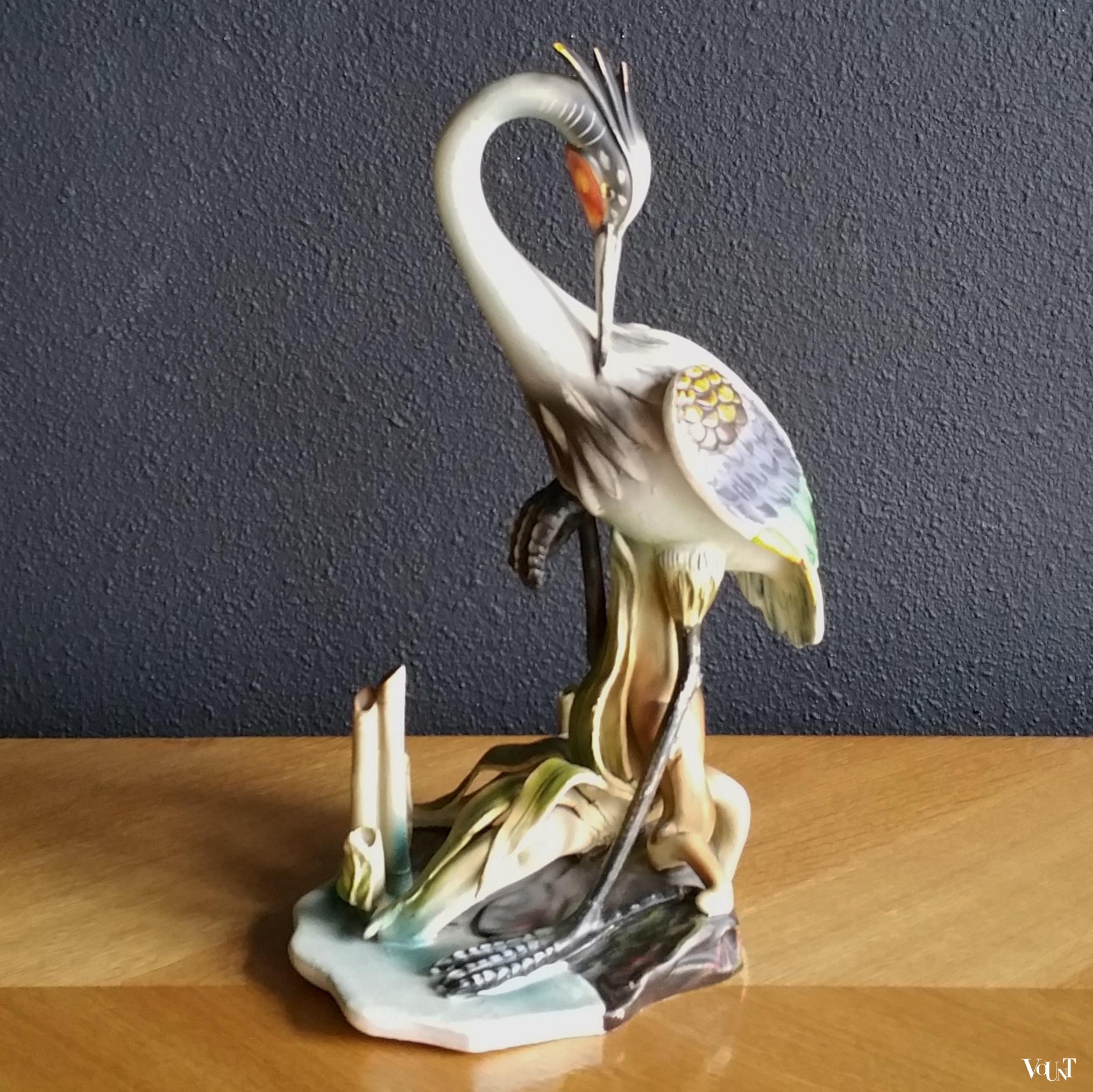 Porseleinen beeld kraanvogel, jaren '80/'90