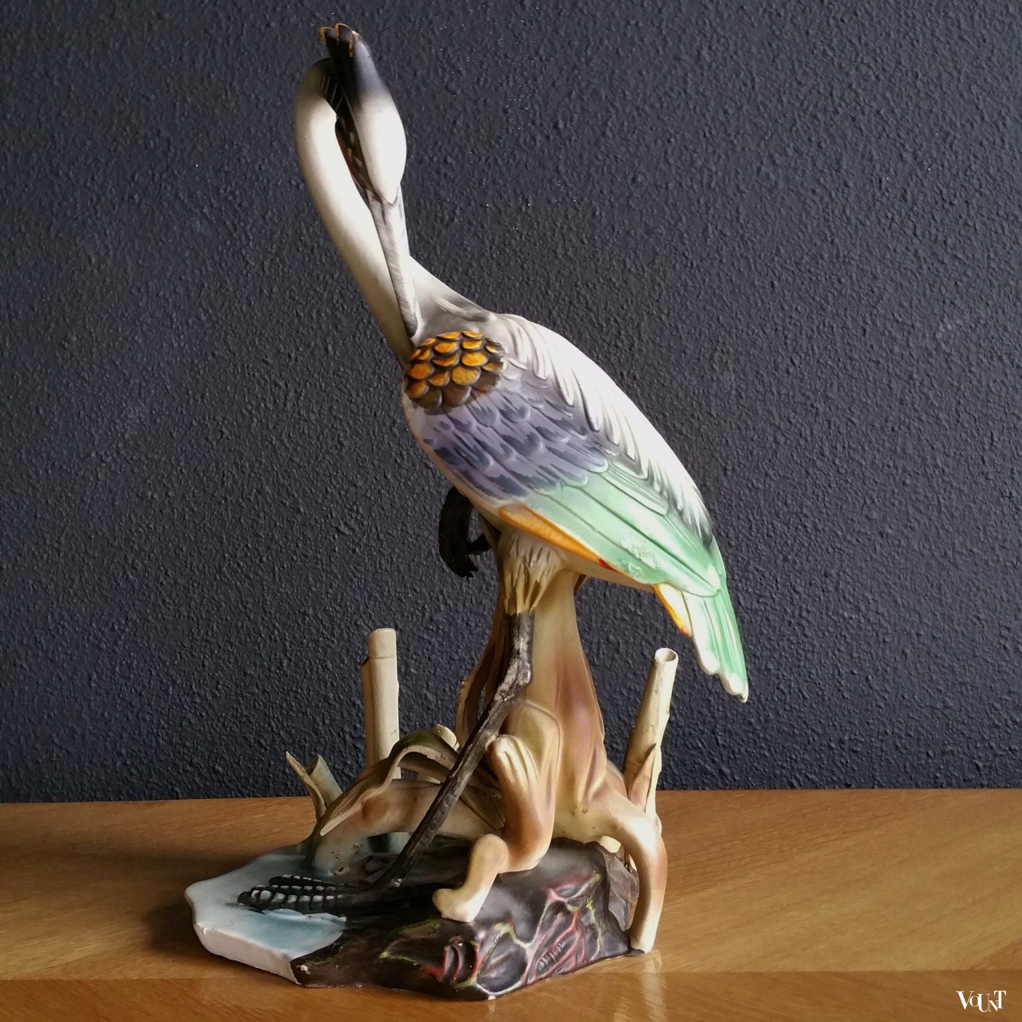 Porseleinen beeld kraanvogel, jaren '80/'90