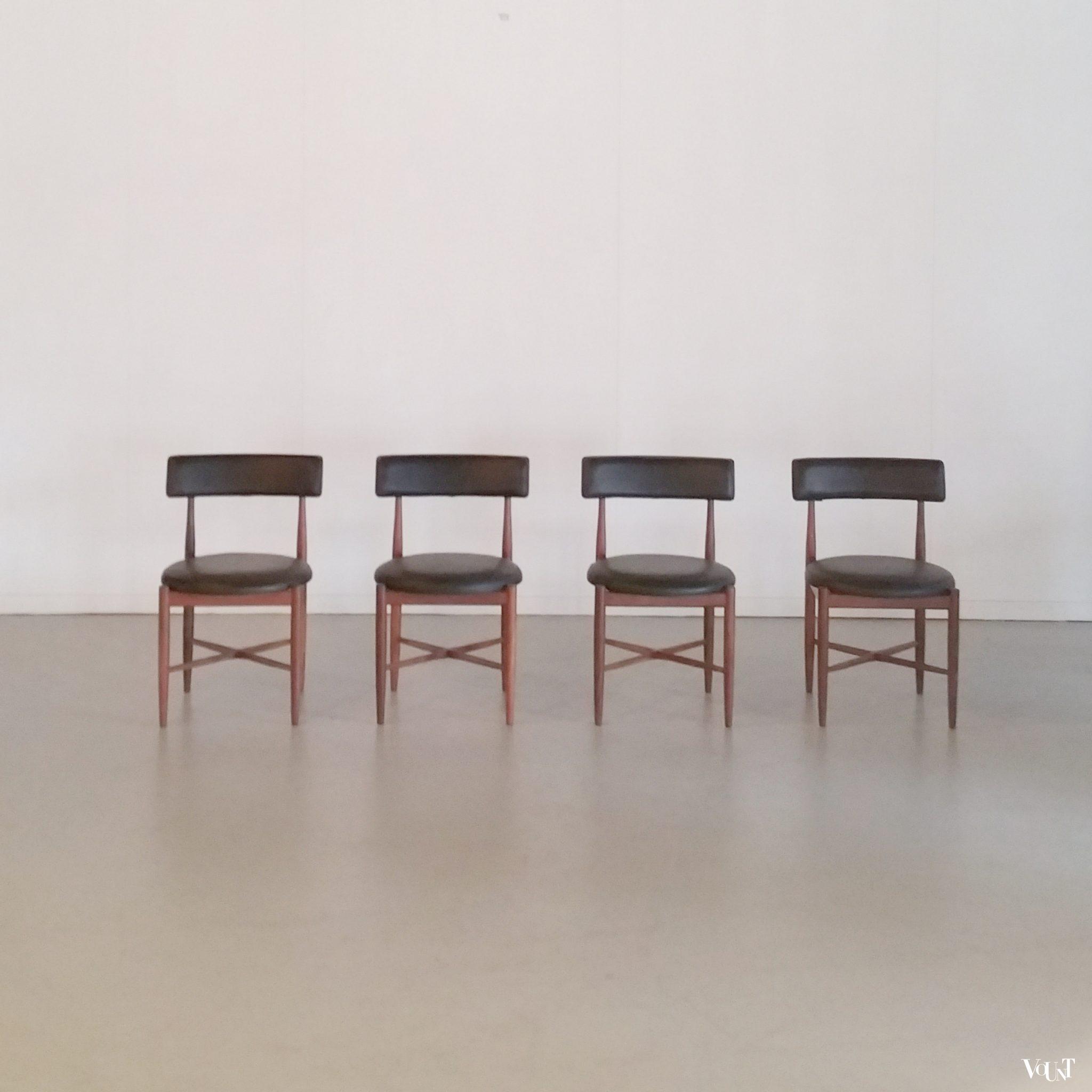 Set van 4 vintage teakhouten eettafelstoelen, V.B. Wilkins voor G Plan, jaren '60