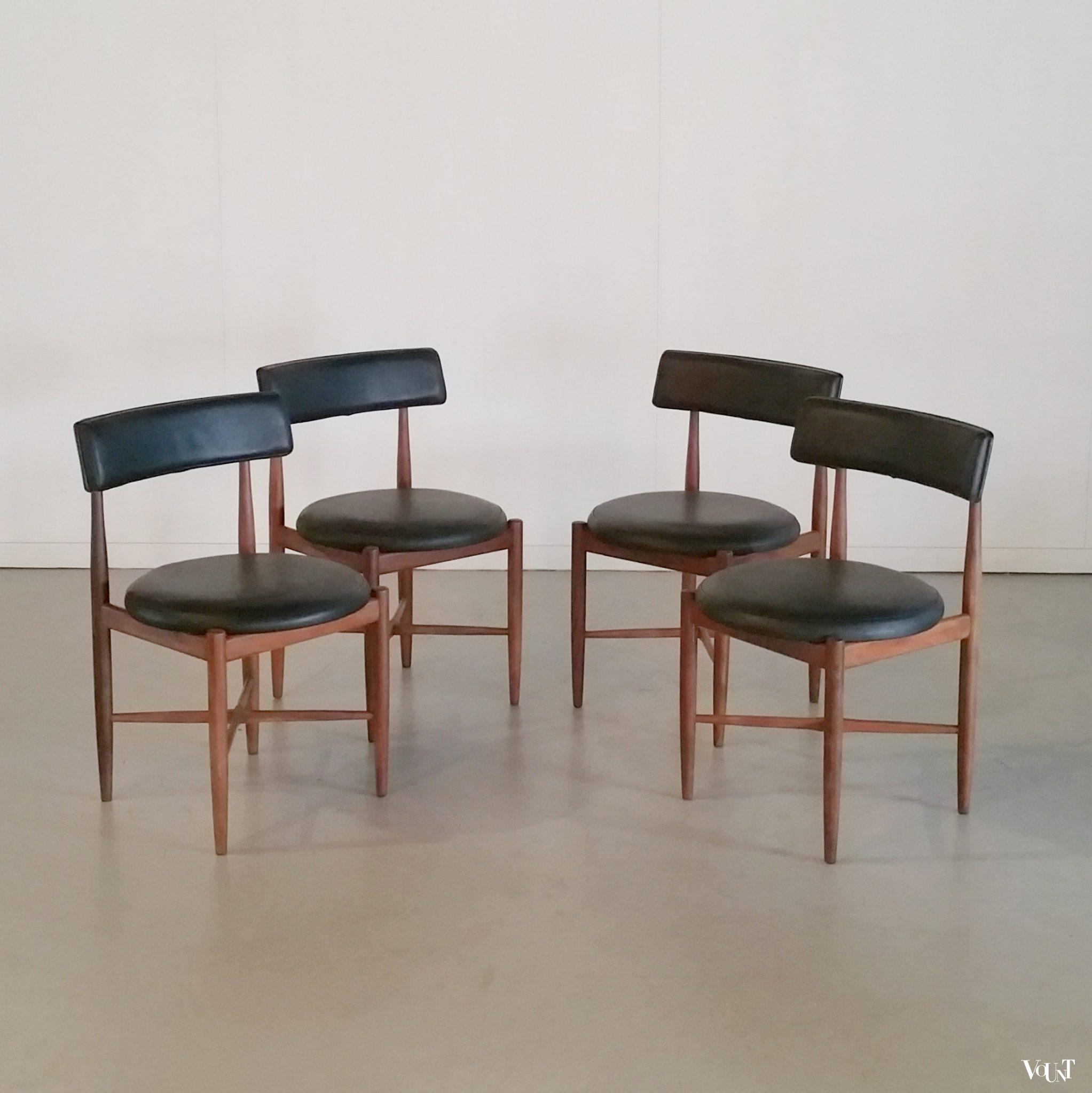 Set van 4 vintage teakhouten eettafelstoelen, V.B. Wilkins voor G Plan, jaren '60