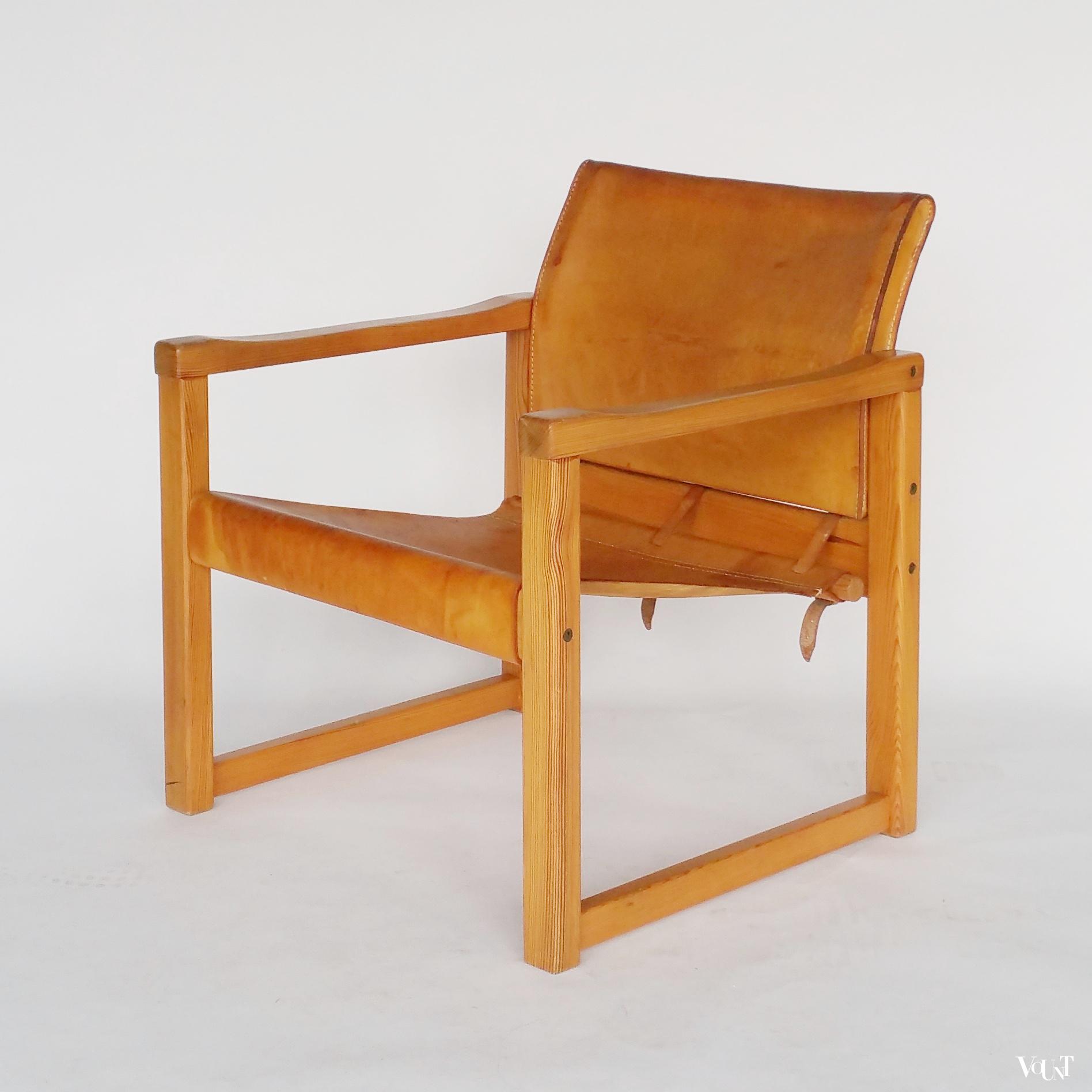 2 leren safaristoelen “Diana”, Karin Mobring, Zweden, jaren ‘70