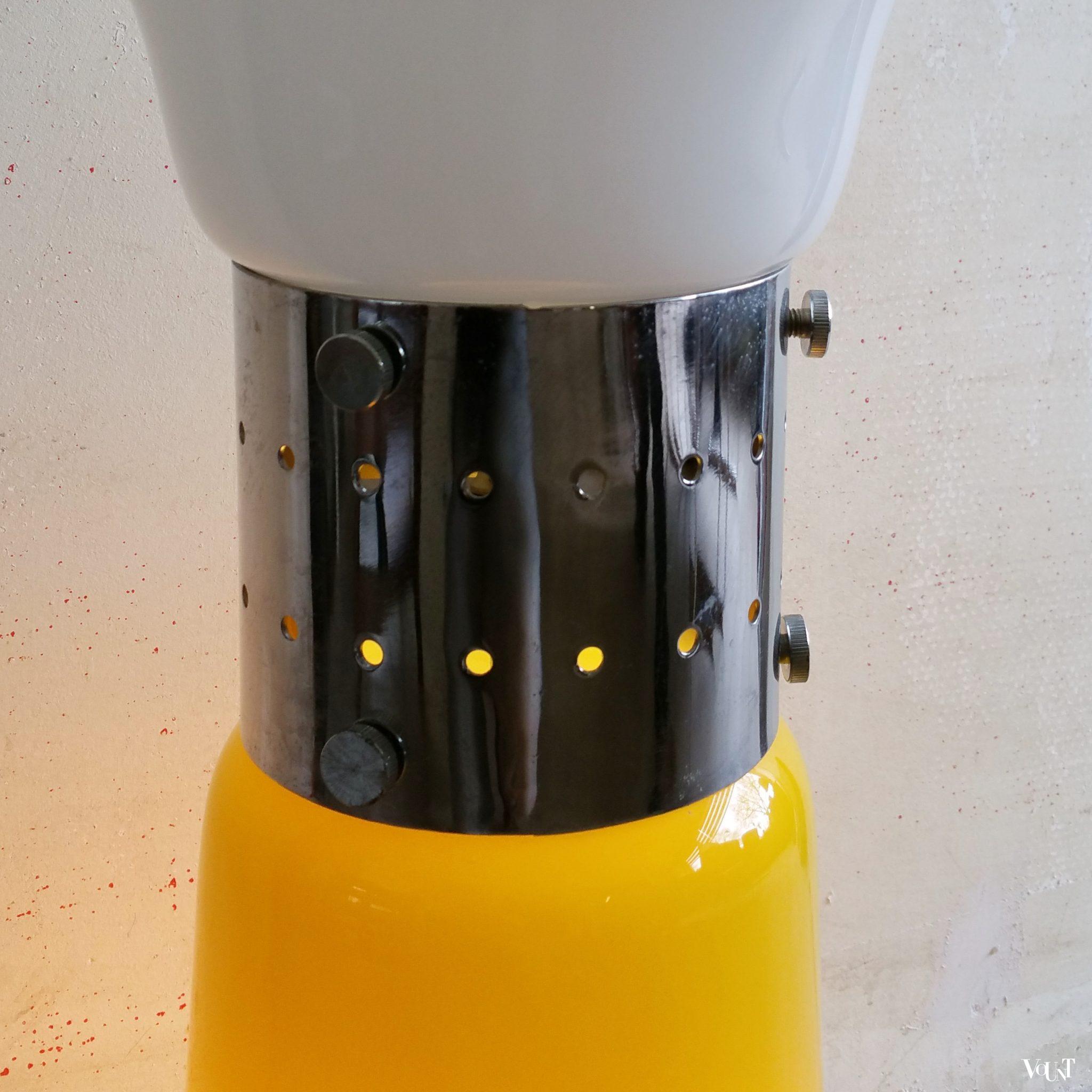 Birillo vloerlamp wit en geel Murano glas, Carlo Nason voor AV Mazegga, jaren '70