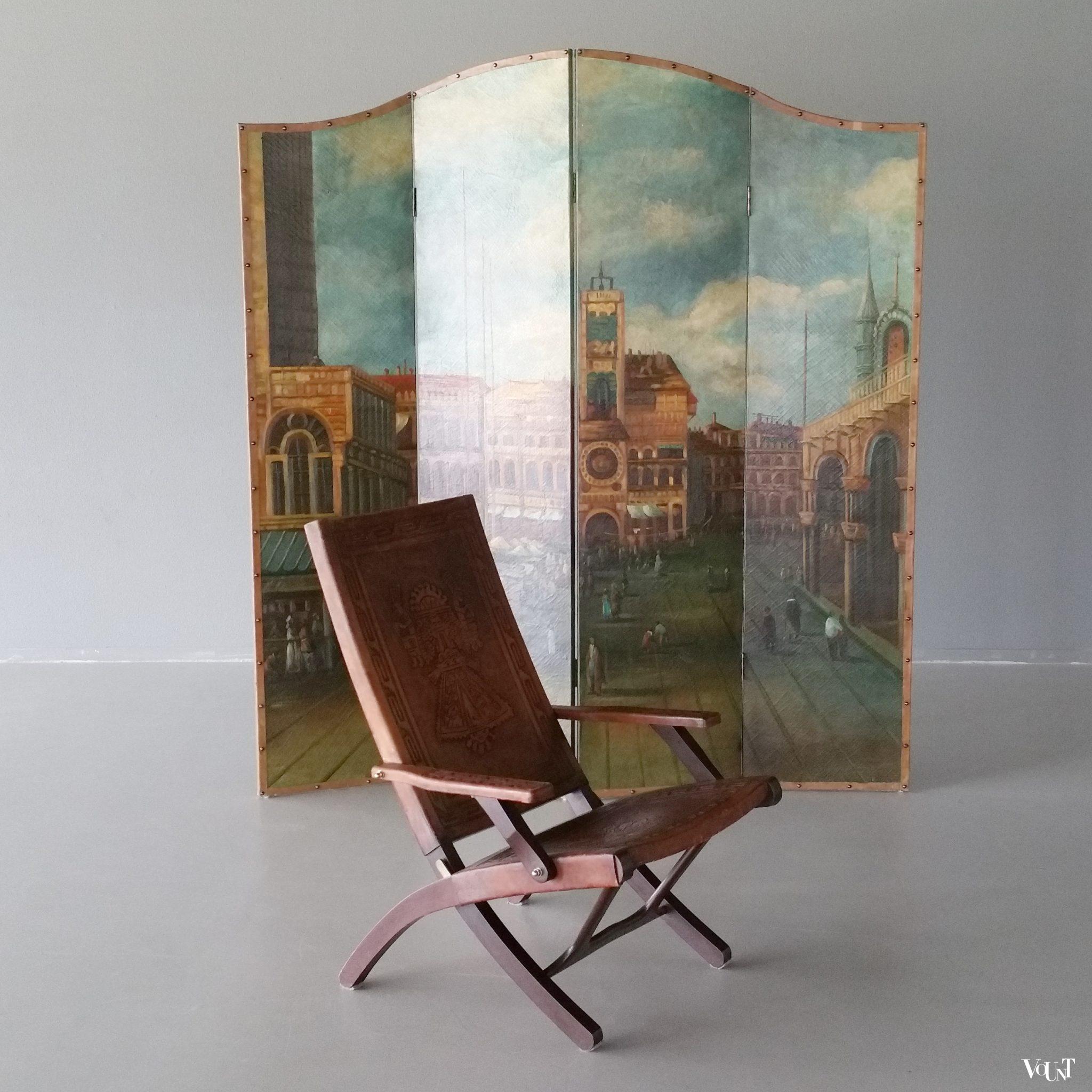 Leren opklapbare stoel, Angel Pazmino voor Muebles de Estilo, jaren '60