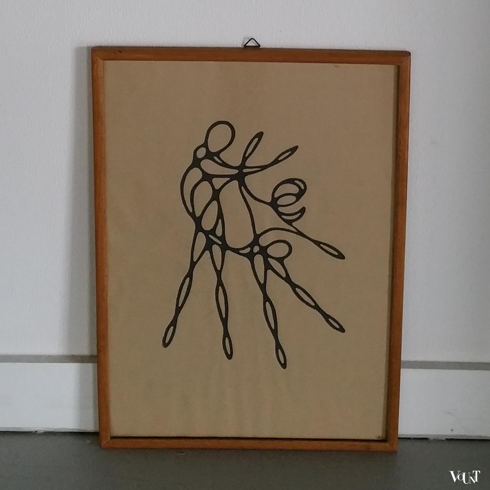 Set van 3 minimalistische linodrukken, jaren '60