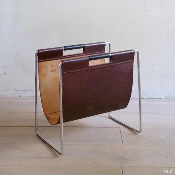 Leren lectuurbak met metalen frame, Brabantia, jaren '60/'70