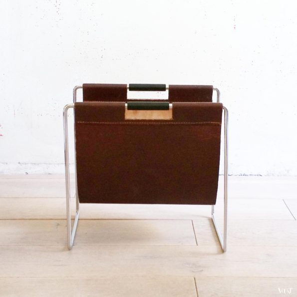 Leren lectuurbak met metalen frame, Brabantia, jaren '60/'70