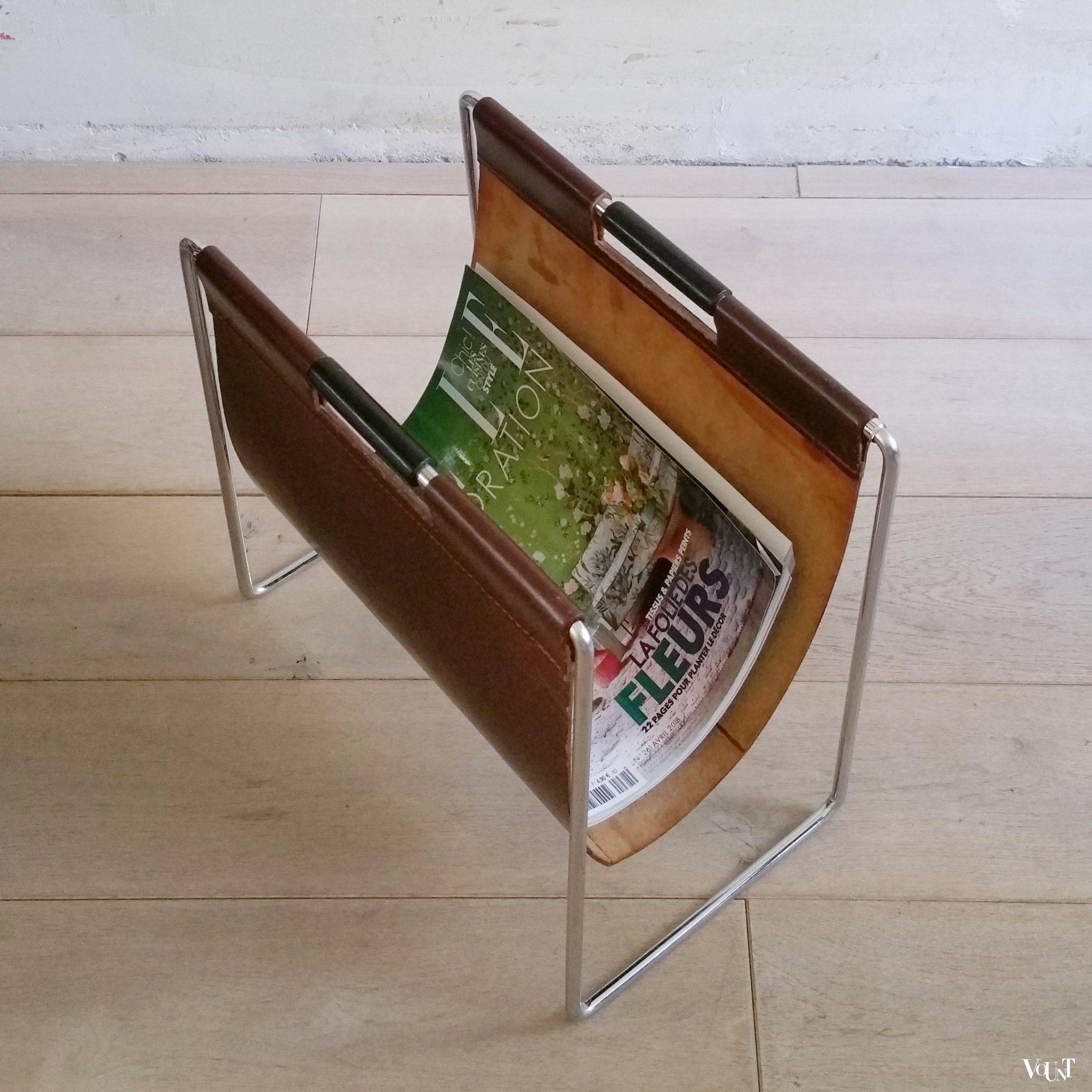 Leren lectuurbak met metalen frame, Brabantia, jaren '60/'70