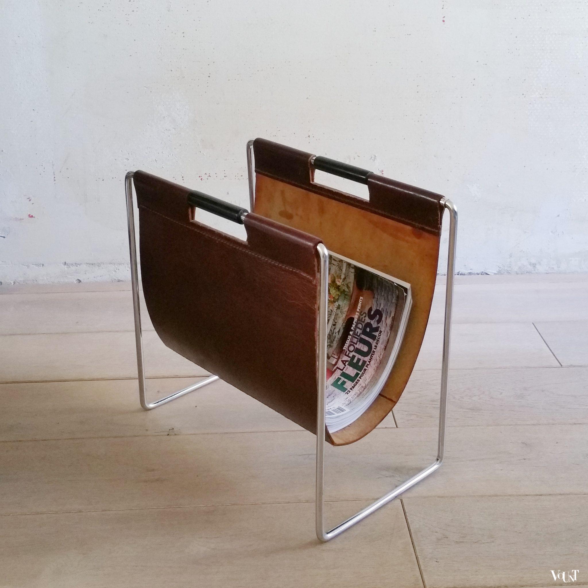 Leren lectuurbak met metalen frame, Brabantia, jaren '60/'70