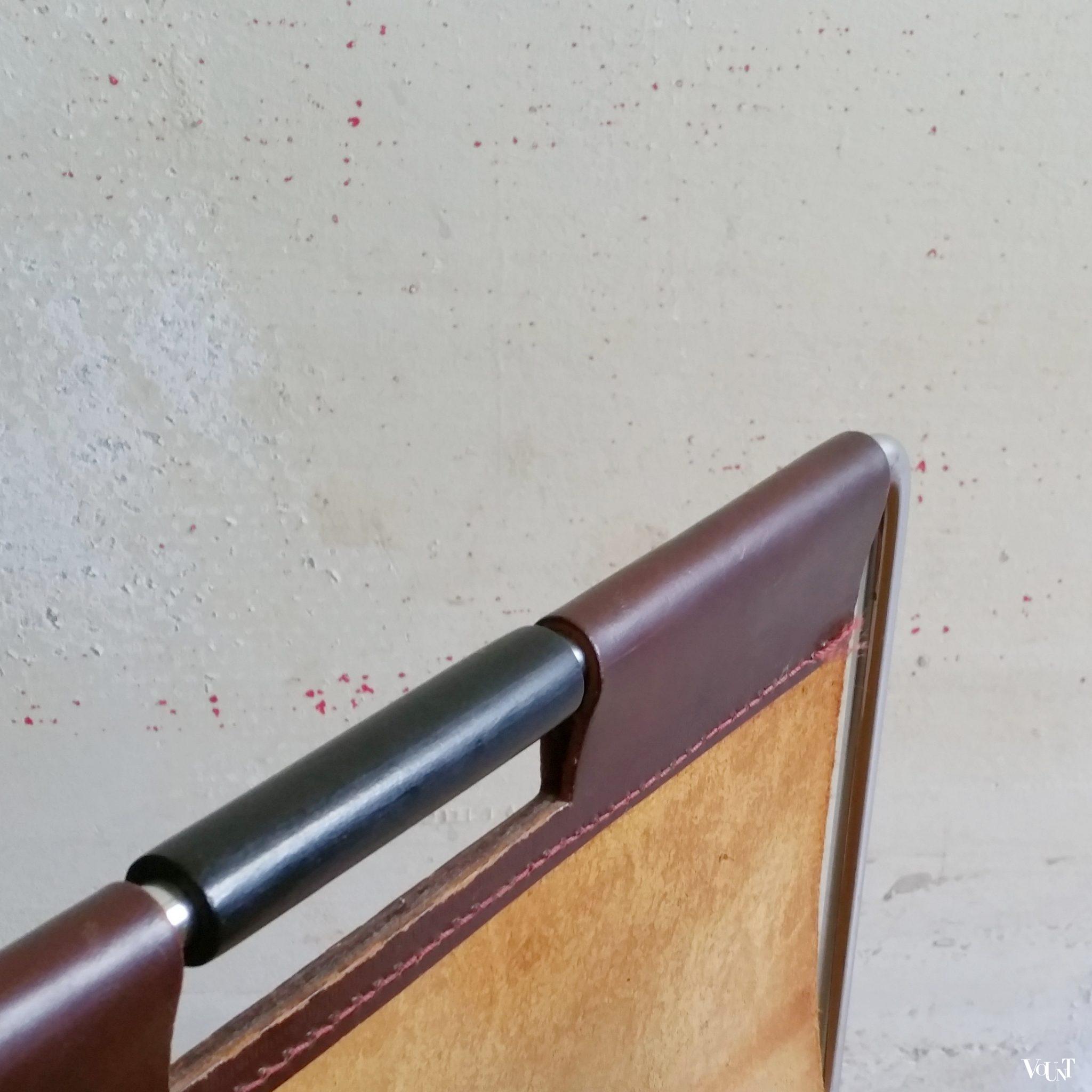 Leren lectuurbak met metalen frame, Brabantia, jaren '60/'70