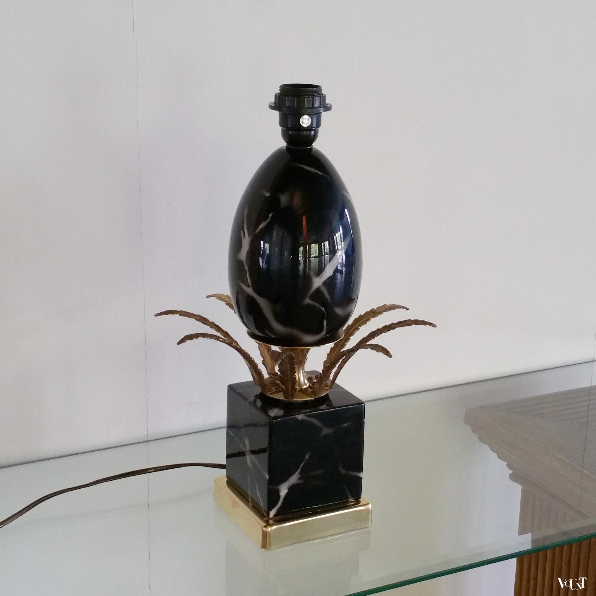 Hollywood Regency "Ostrich Egg" tafellamp, jaren '70