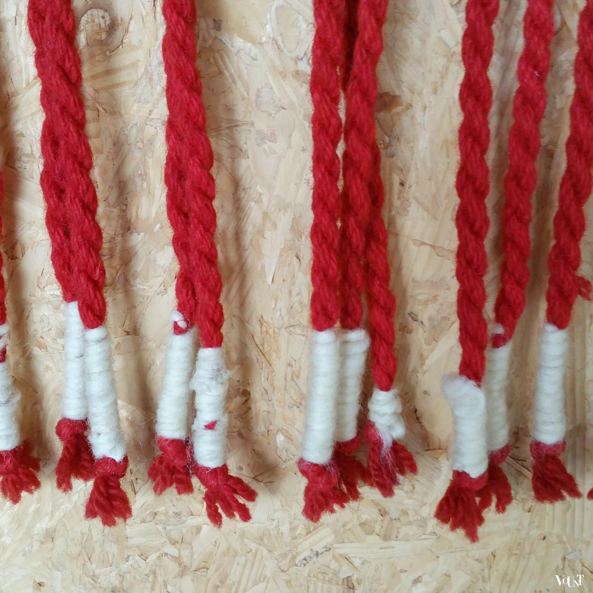 Vintage rood wandtapijtje, Polen, jaren '60/'70