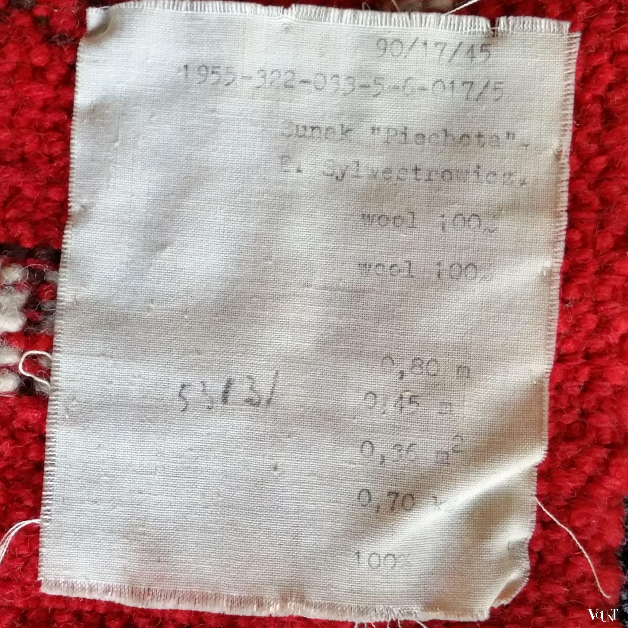 Vintage rood wandtapijtje, Polen, jaren '60/'70