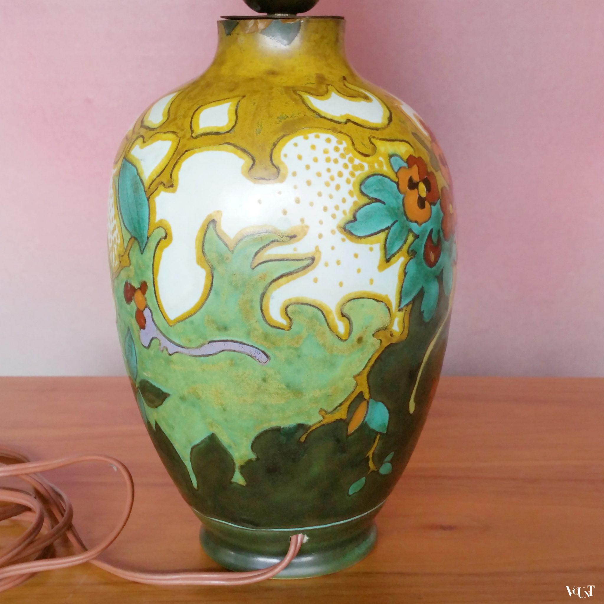 Lamp Gouda plateel Golden Eté, Plateelbakkerij Zuid-Holland, ca. 1920