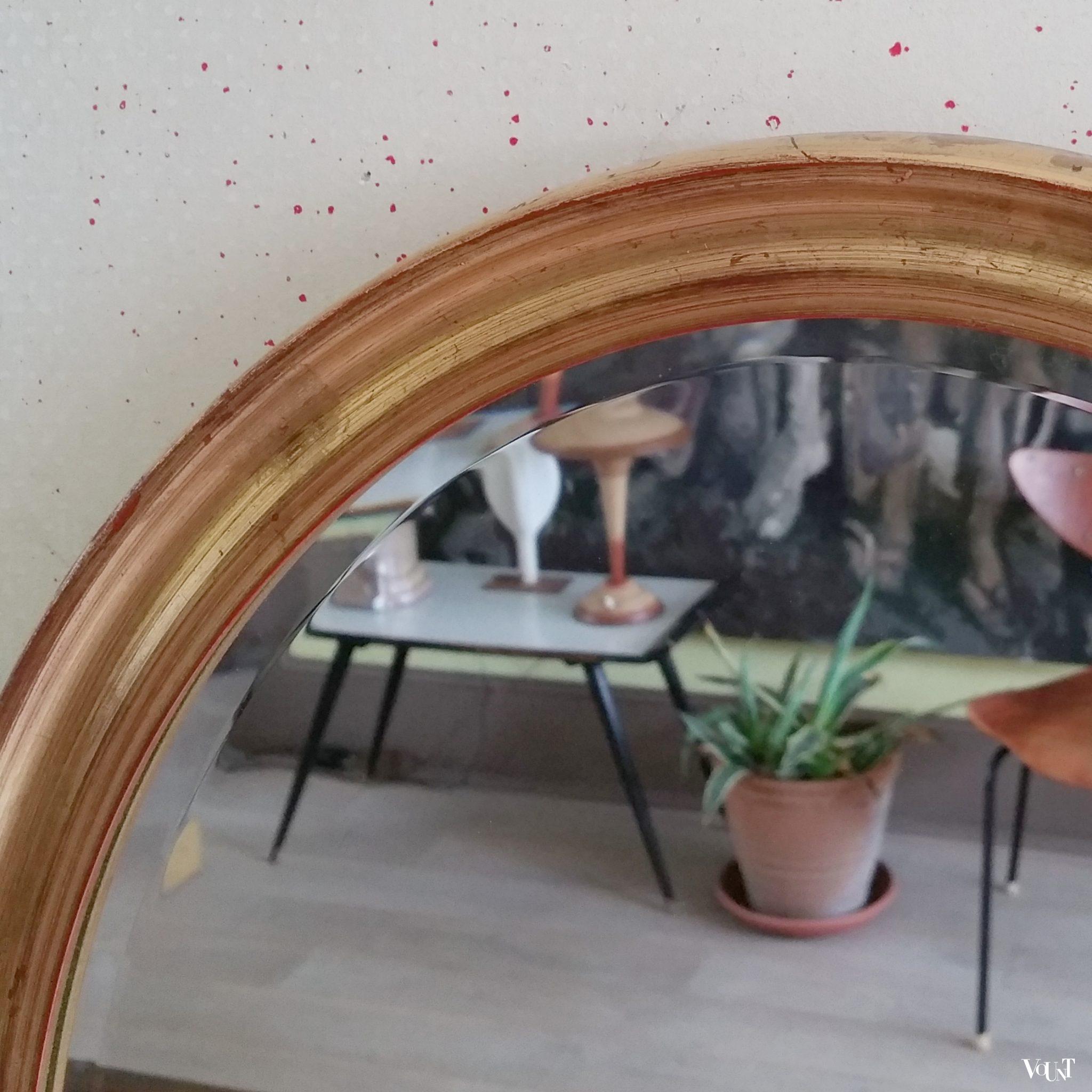 Vintage vergulde ovale spiegel, jaren '70