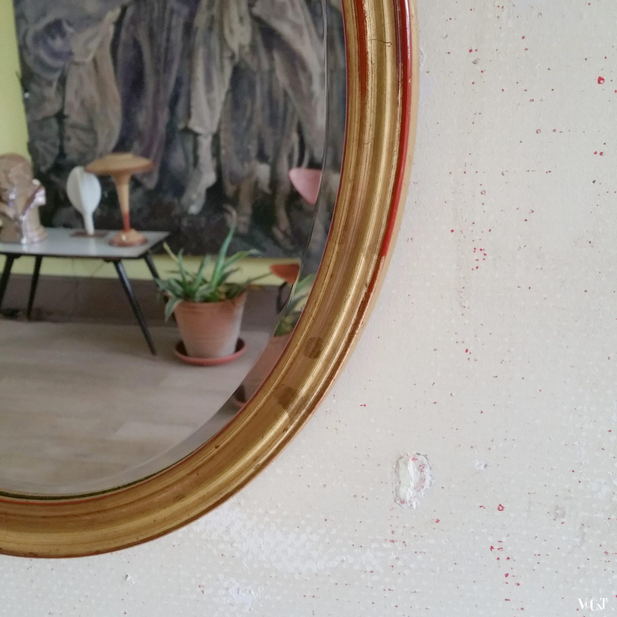 Vintage vergulde ovale spiegel, jaren '70