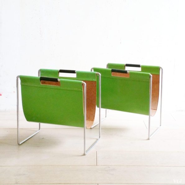 Groen leren lectuurbak, Brabantia, jaren '70