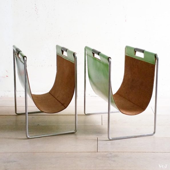 Groen leren lectuurbak, Brabantia, jaren '70