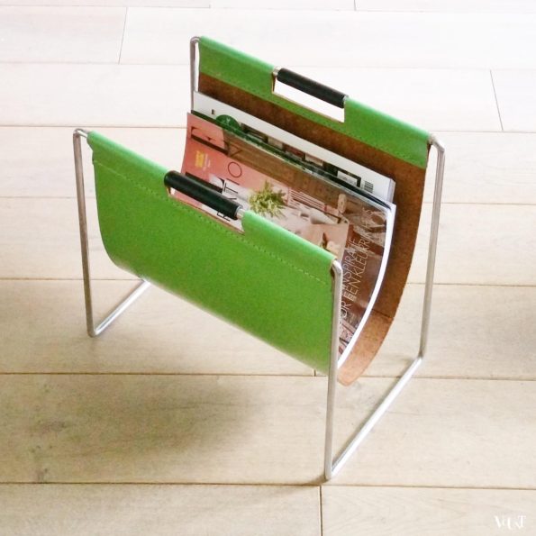Groen leren lectuurbak, Brabantia, jaren '70