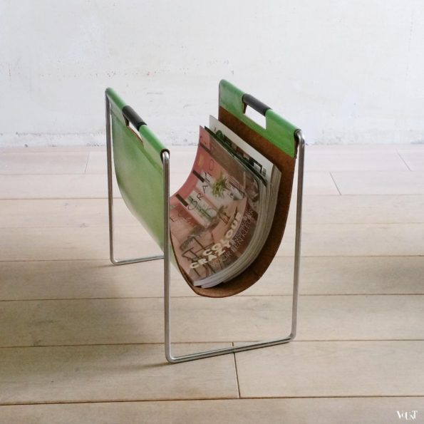Groen leren lectuurbak, Brabantia, jaren '70