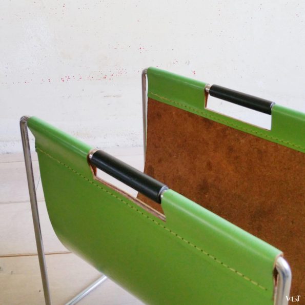 Groen leren lectuurbak, Brabantia, jaren '70