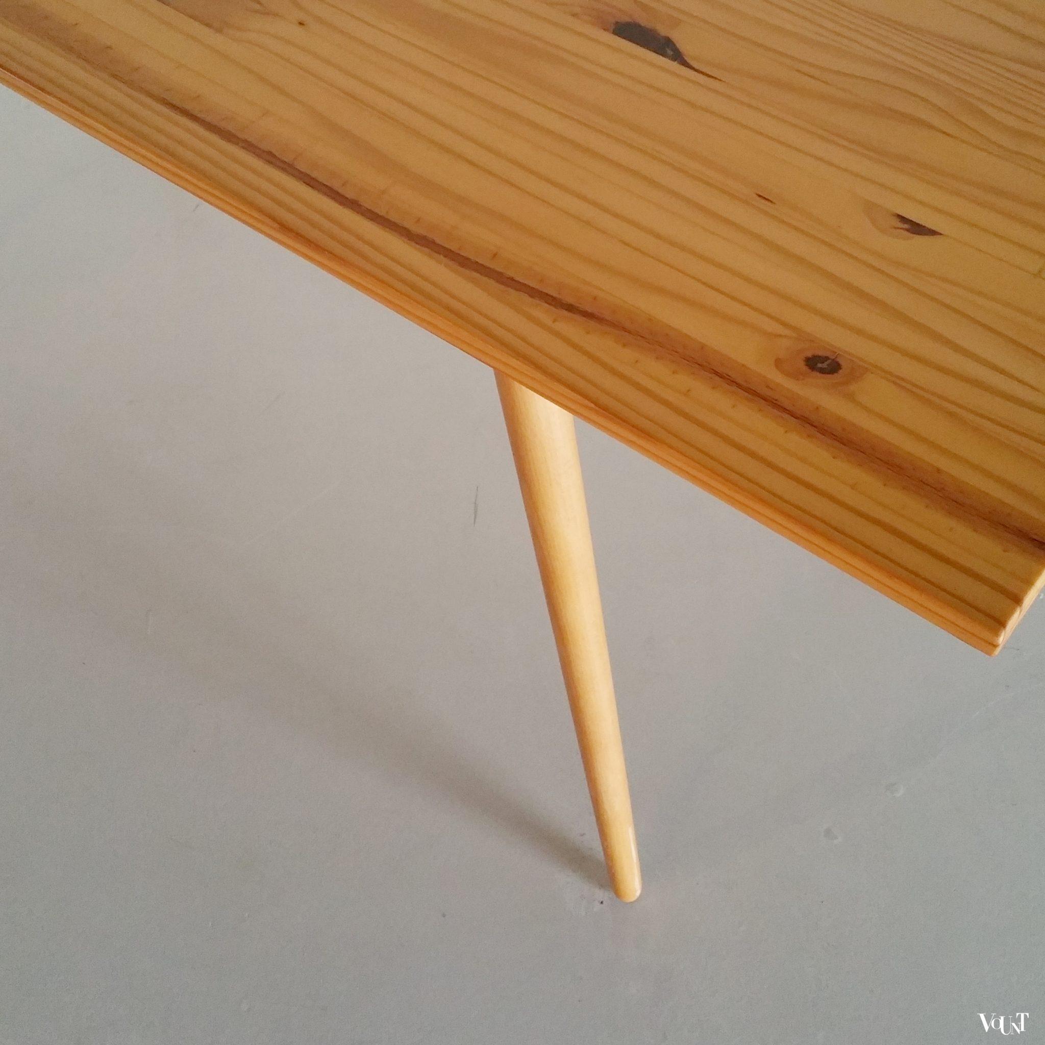 Minimalistische grenen tafel, jaren '50