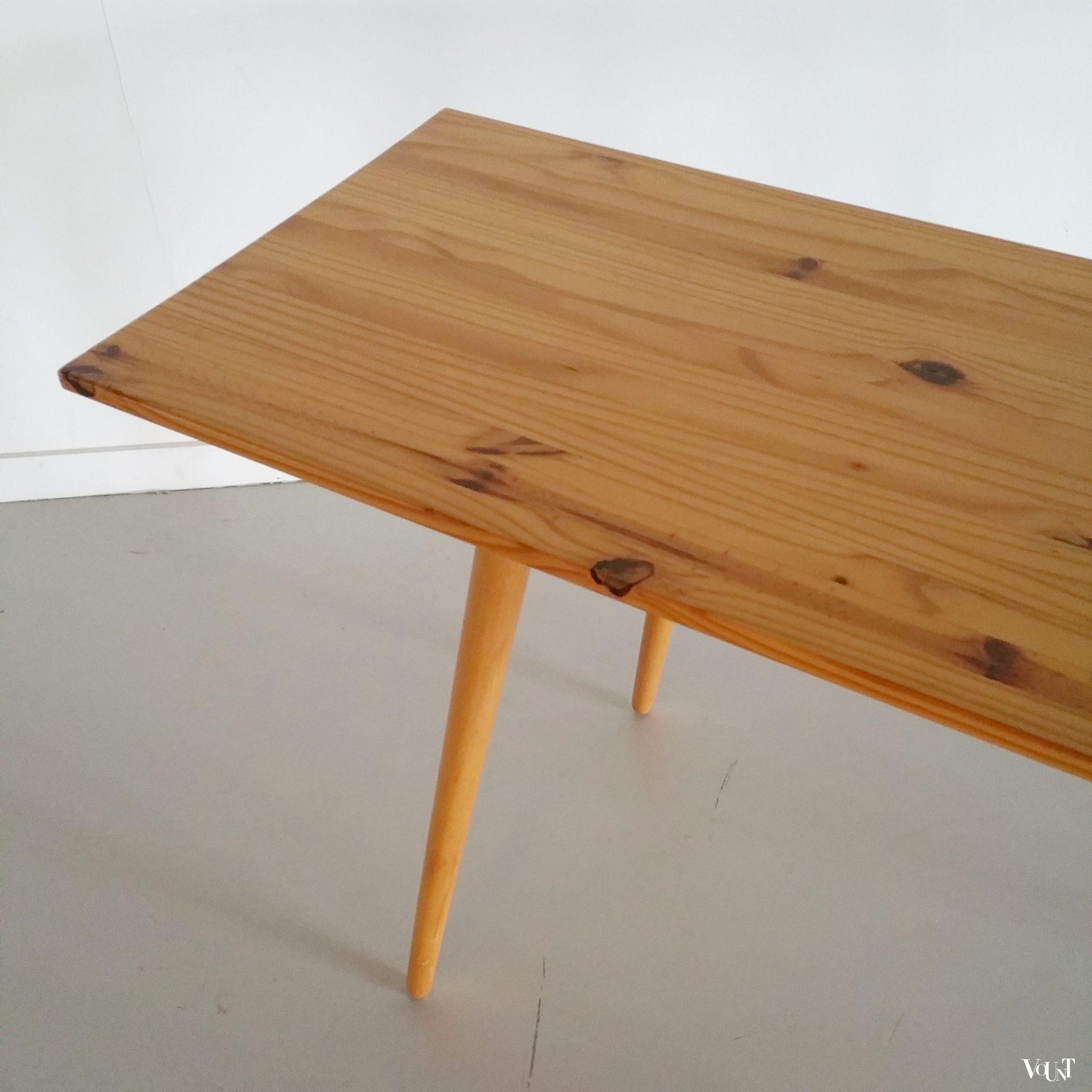 Minimalistische grenen tafel, jaren '50