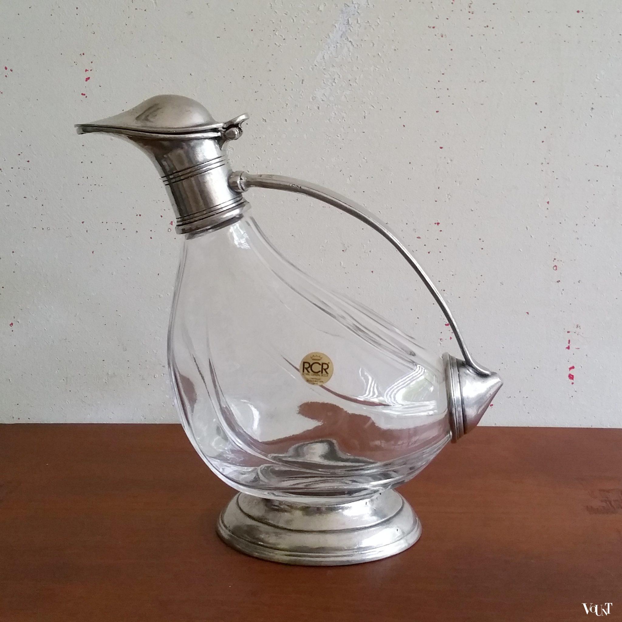 Vintage kristallen decanter "eend", RCR Italia, jaren '70