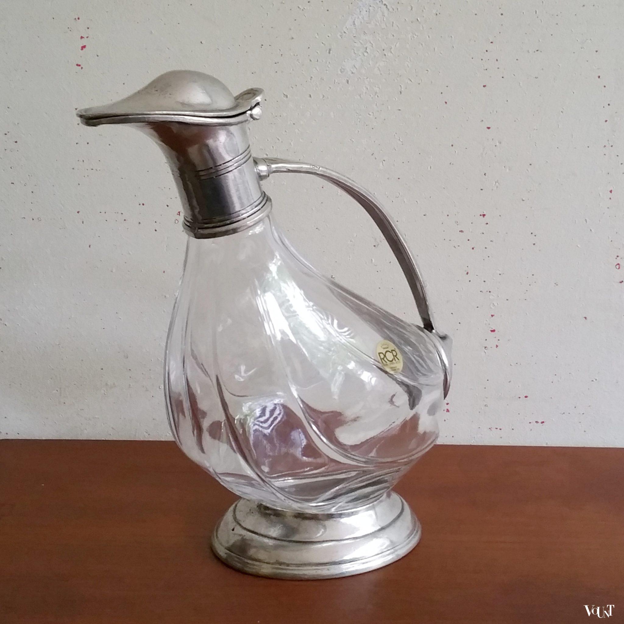 Vintage kristallen decanter "eend", RCR Italia, jaren '70