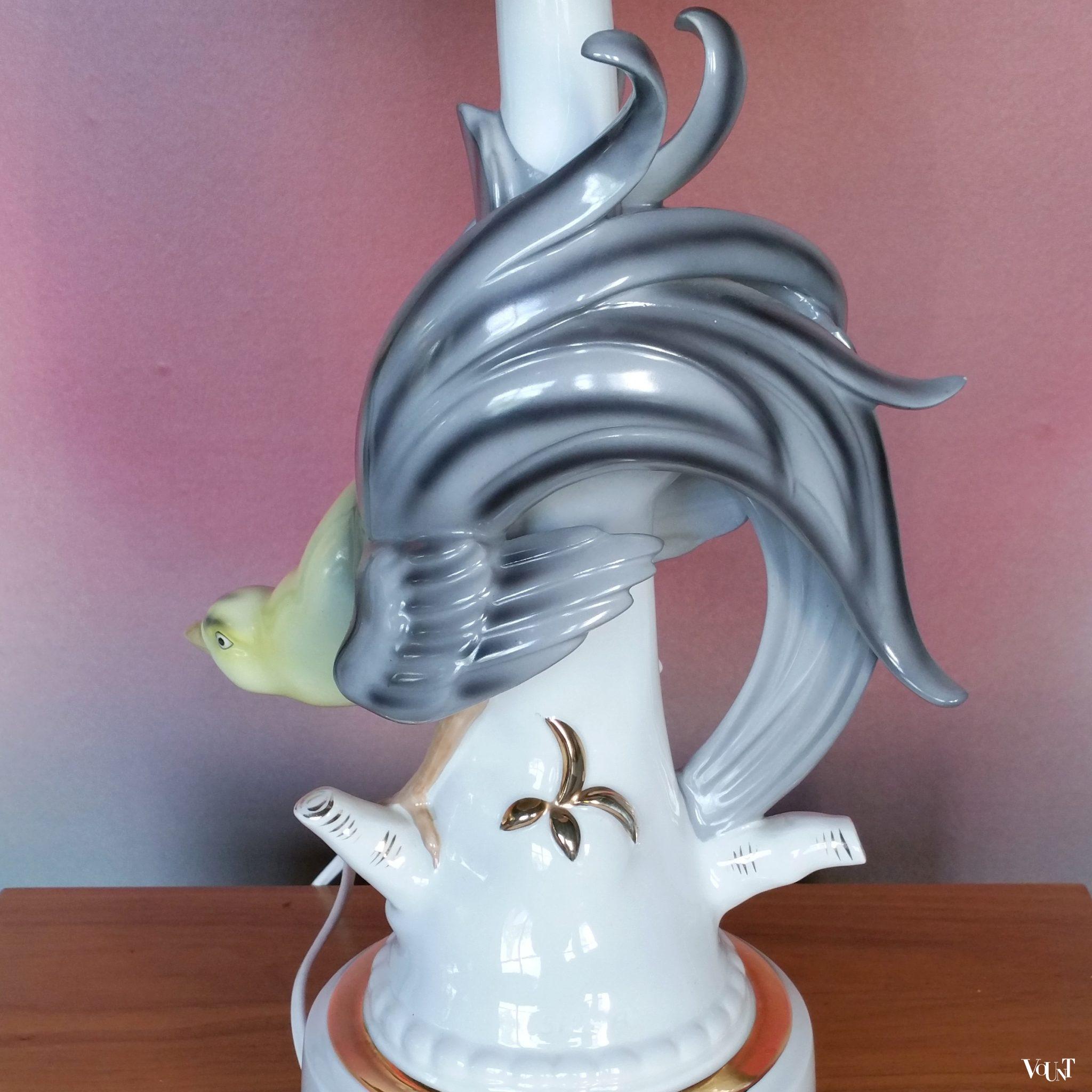 Vintage keramische lamp met paradijsvogel, Gerold, jaren '50