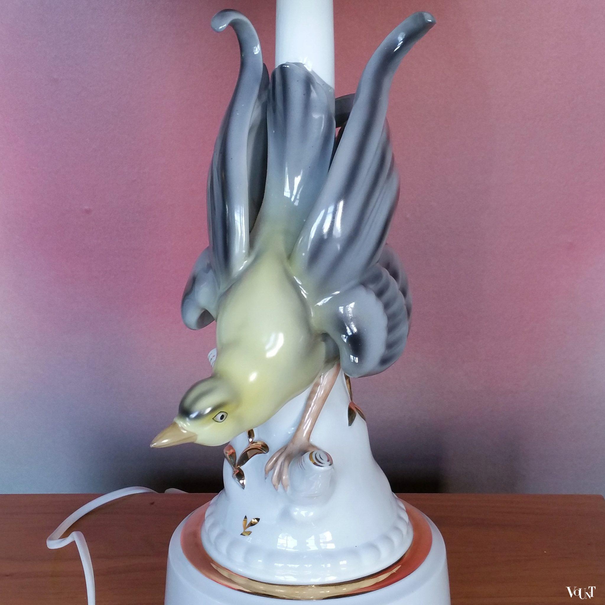 Vintage keramische lamp met paradijsvogel, Gerold, jaren '50