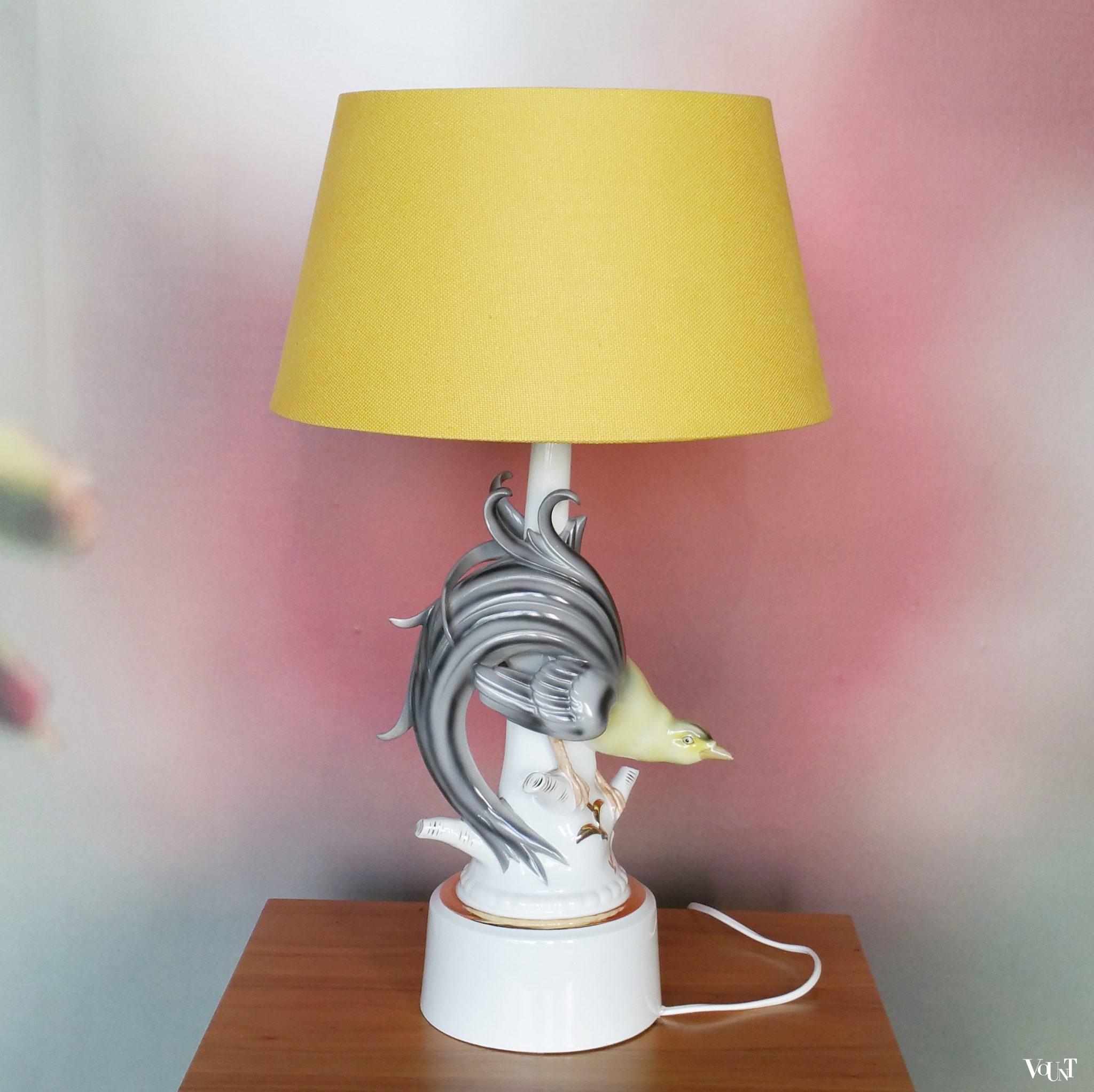 Vintage keramische lamp met paradijsvogel, Gerold, jaren '50