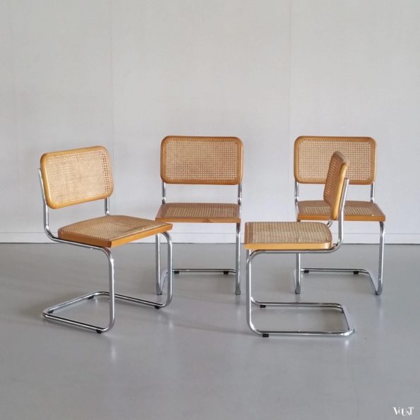 Set van 4 vintage eettafelstoelen "Cesca", Marcel Breuer