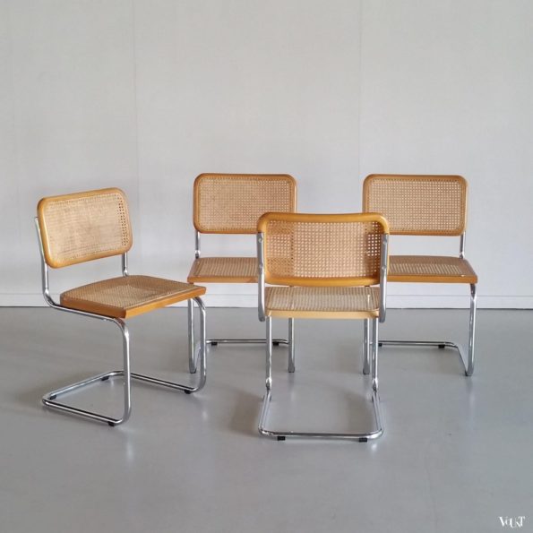 Set van 4 vintage eettafelstoelen "Cesca", Marcel Breuer