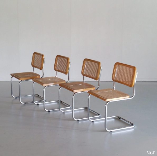 Set van 4 vintage eettafelstoelen "Cesca", Marcel Breuer