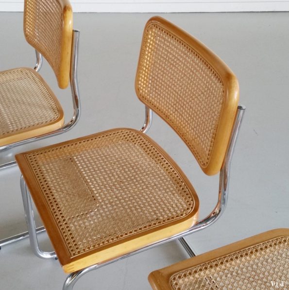 Set van 4 vintage eettafelstoelen "Cesca", Marcel Breuer