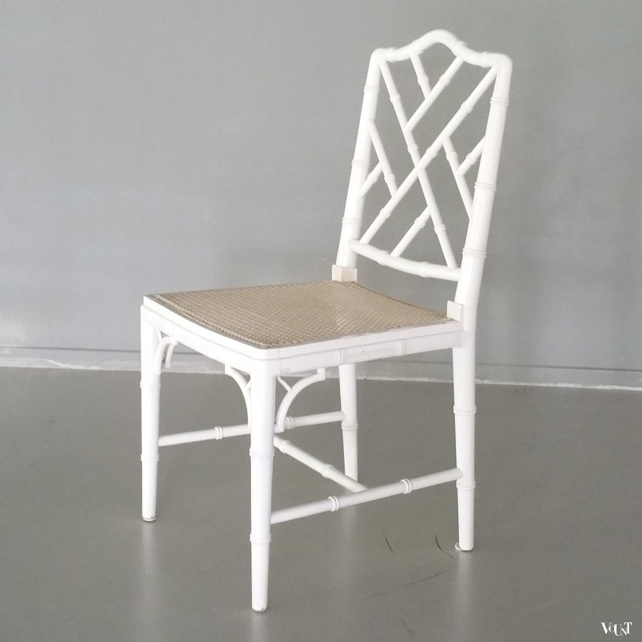 Vintage faux bamboo Chippendale stoel (wit)