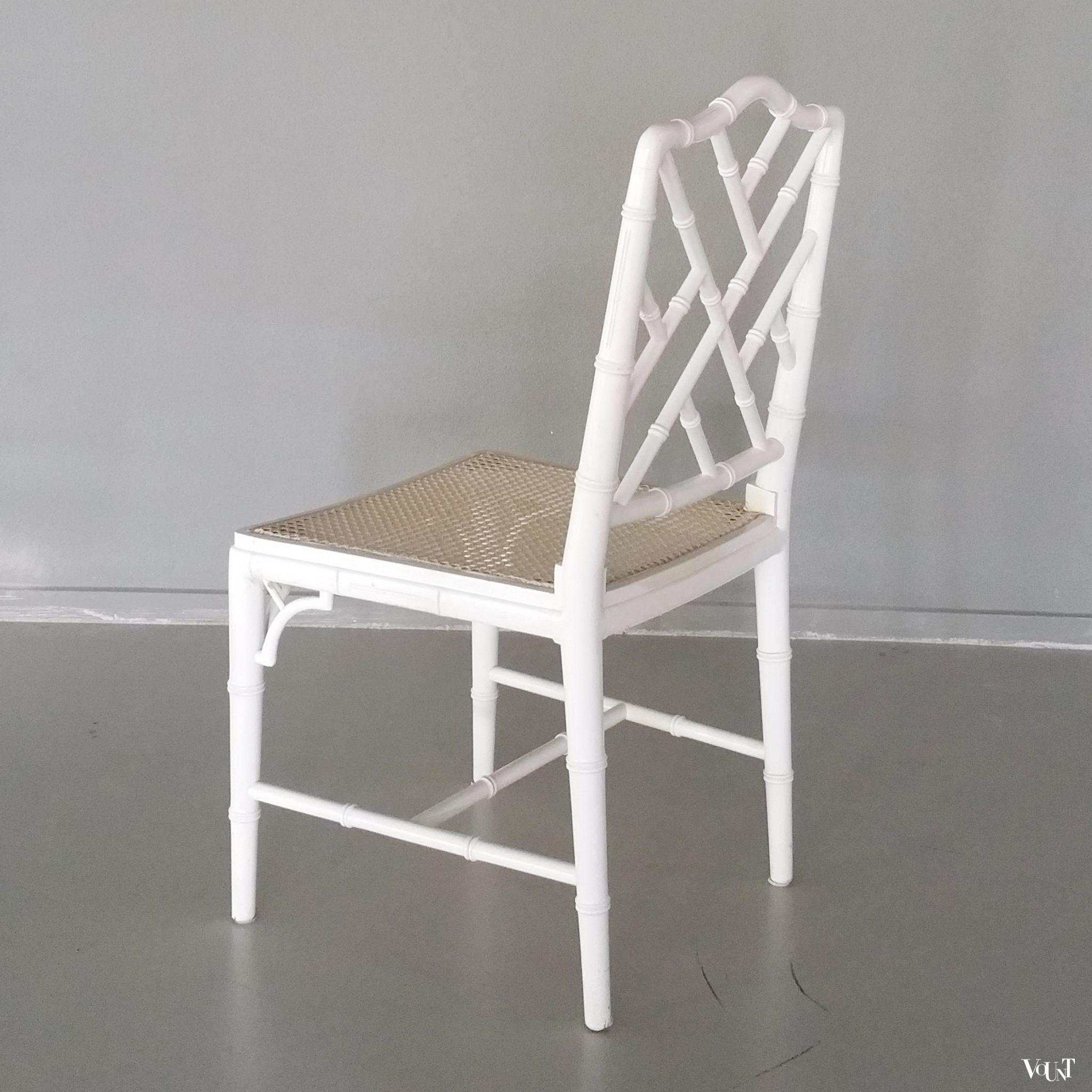 Vintage faux bamboo Chippendale stoel (wit)