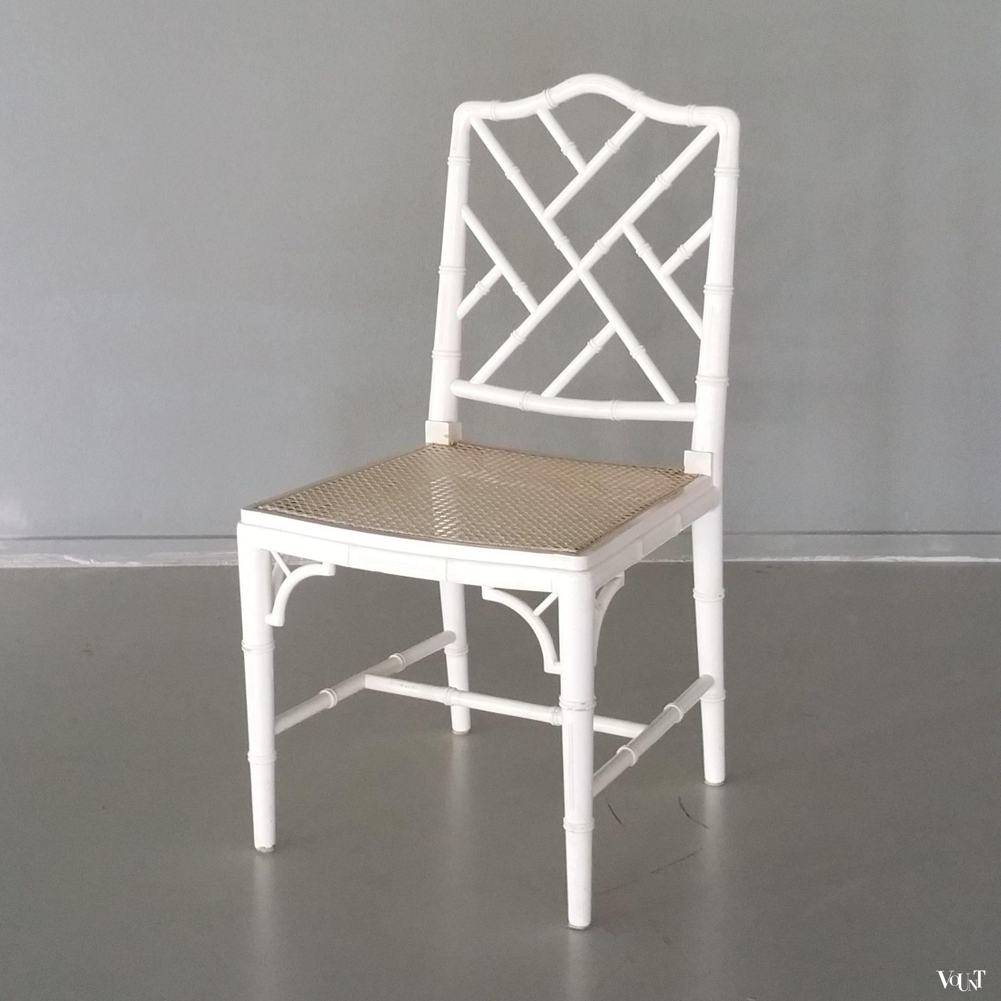 Vintage faux bamboo Chippendale stoel (wit)