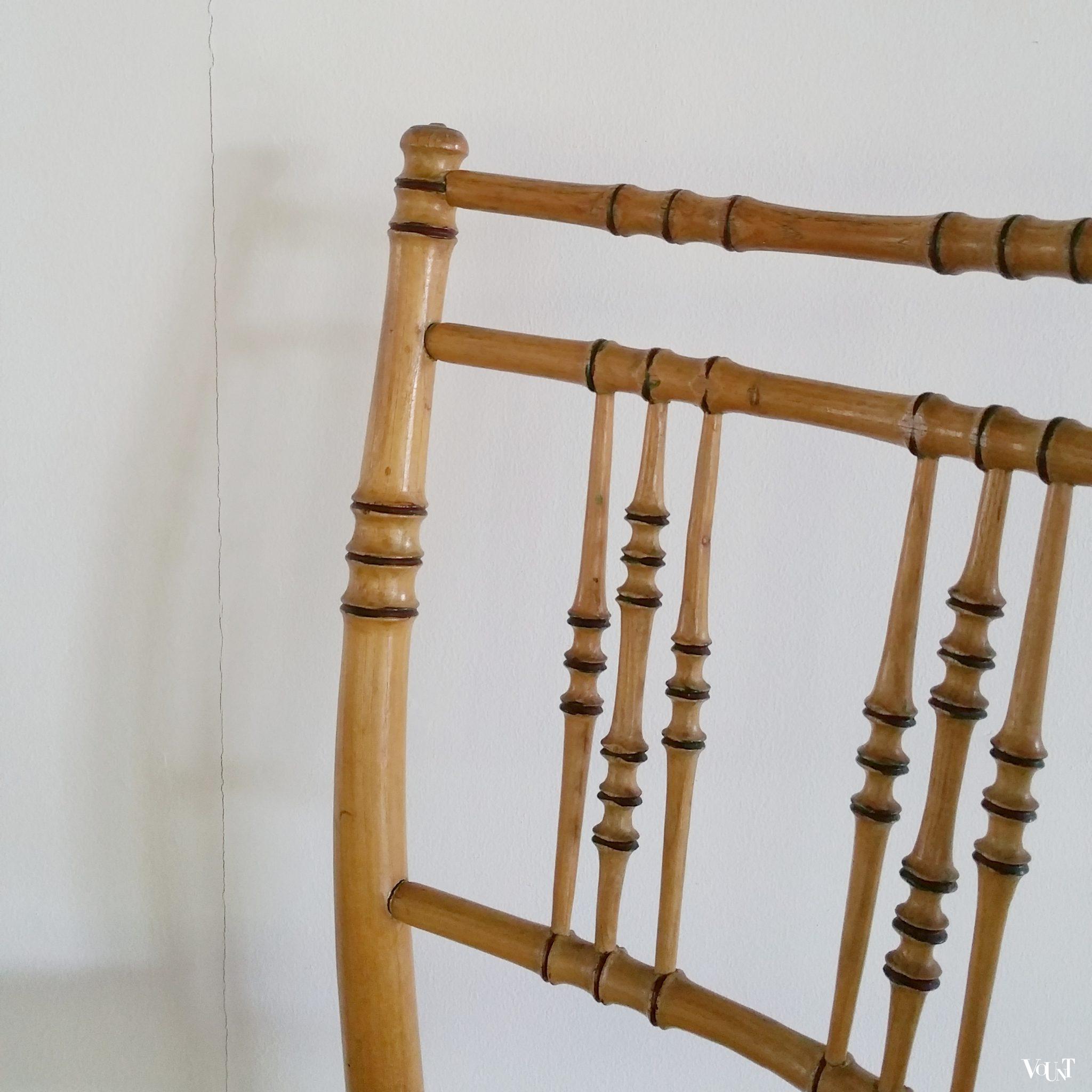 Set van 6 houten faux bamboo stoelen, 2e helft 19e eeuw