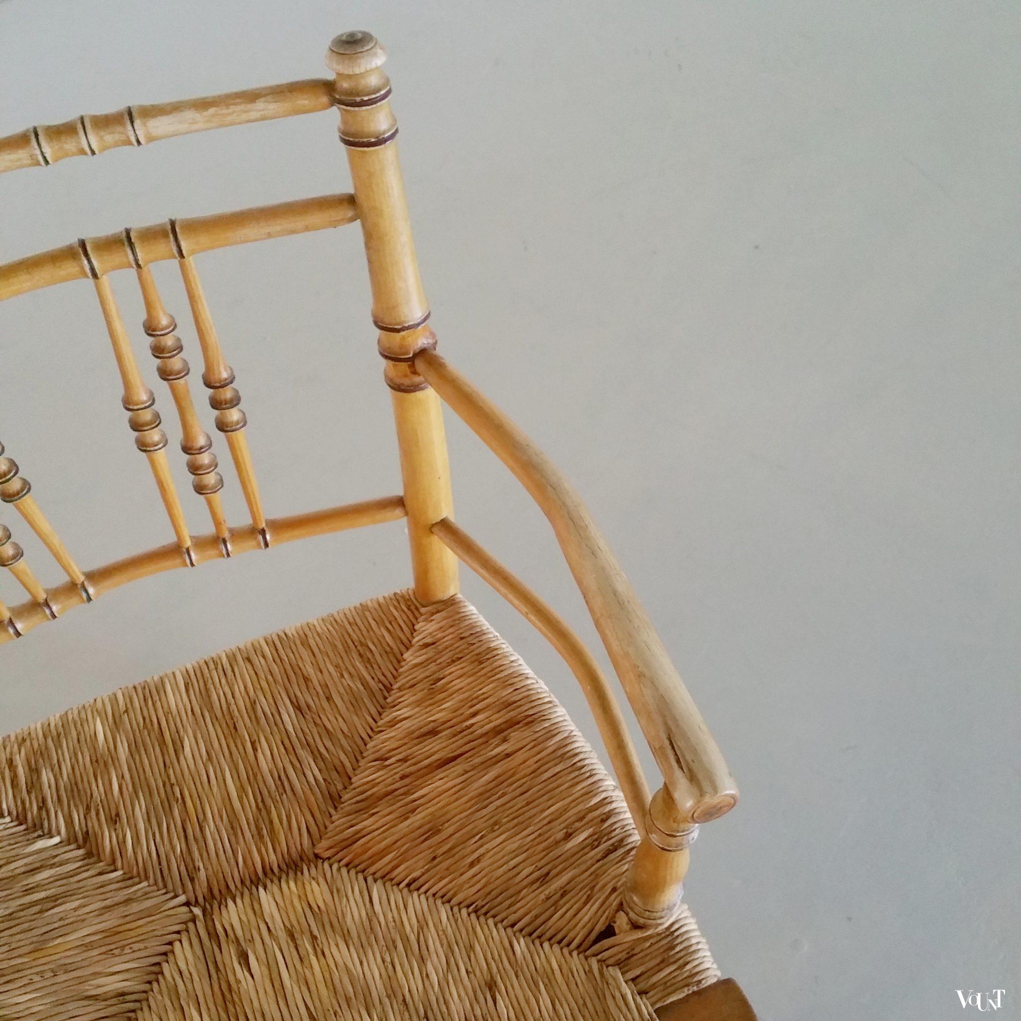 Set van 6 houten faux bamboo stoelen, 2e helft 19e eeuw