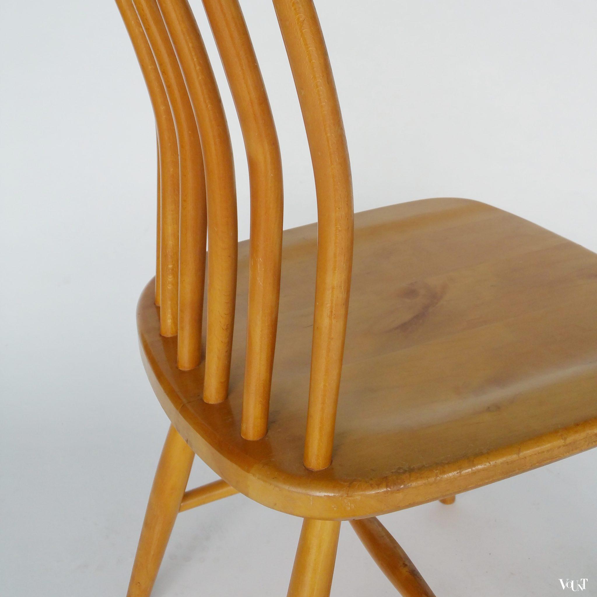 Set van 4 berkenhouten spijlenstoelen, Bengt Åkerblom en Gunnar Eklöf, Zweden, jaren '50