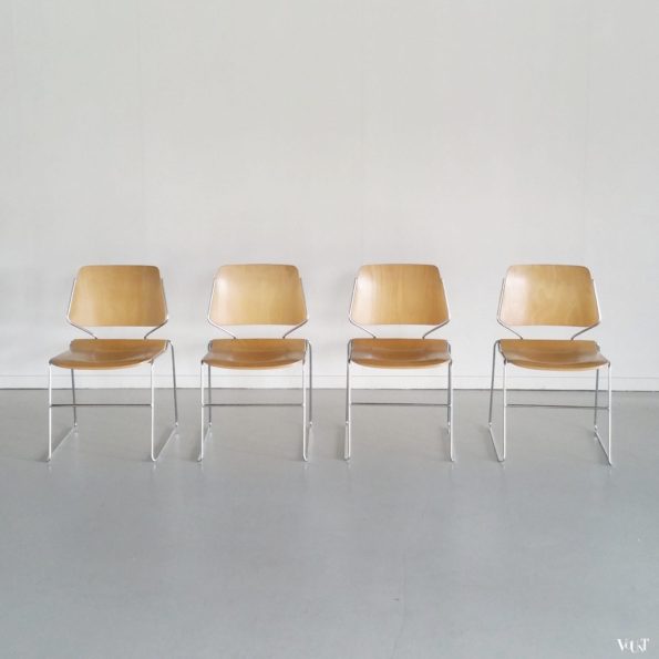 Set van 4 plywood Matrix stoelen, Thomas Tolleson voor Krueger, jaren '70