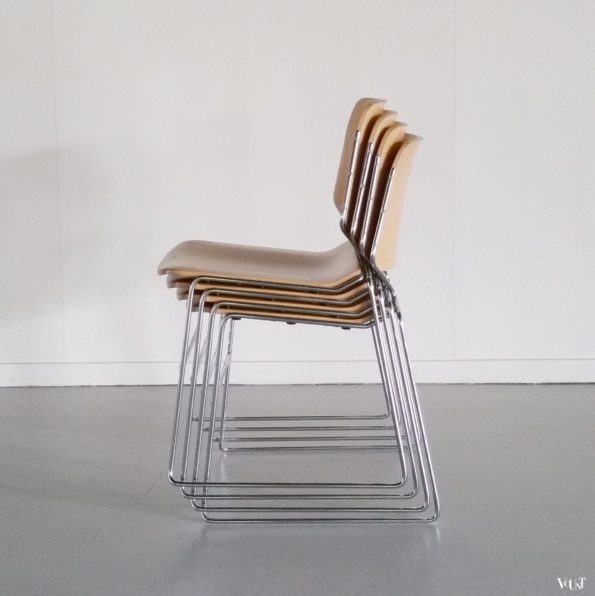 Set van 4 plywood Matrix stoelen, Thomas Tolleson voor Krueger, jaren '70