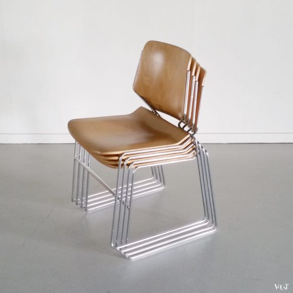Set van 4 plywood Matrix stoelen, Thomas Tolleson voor Krueger, jaren '70