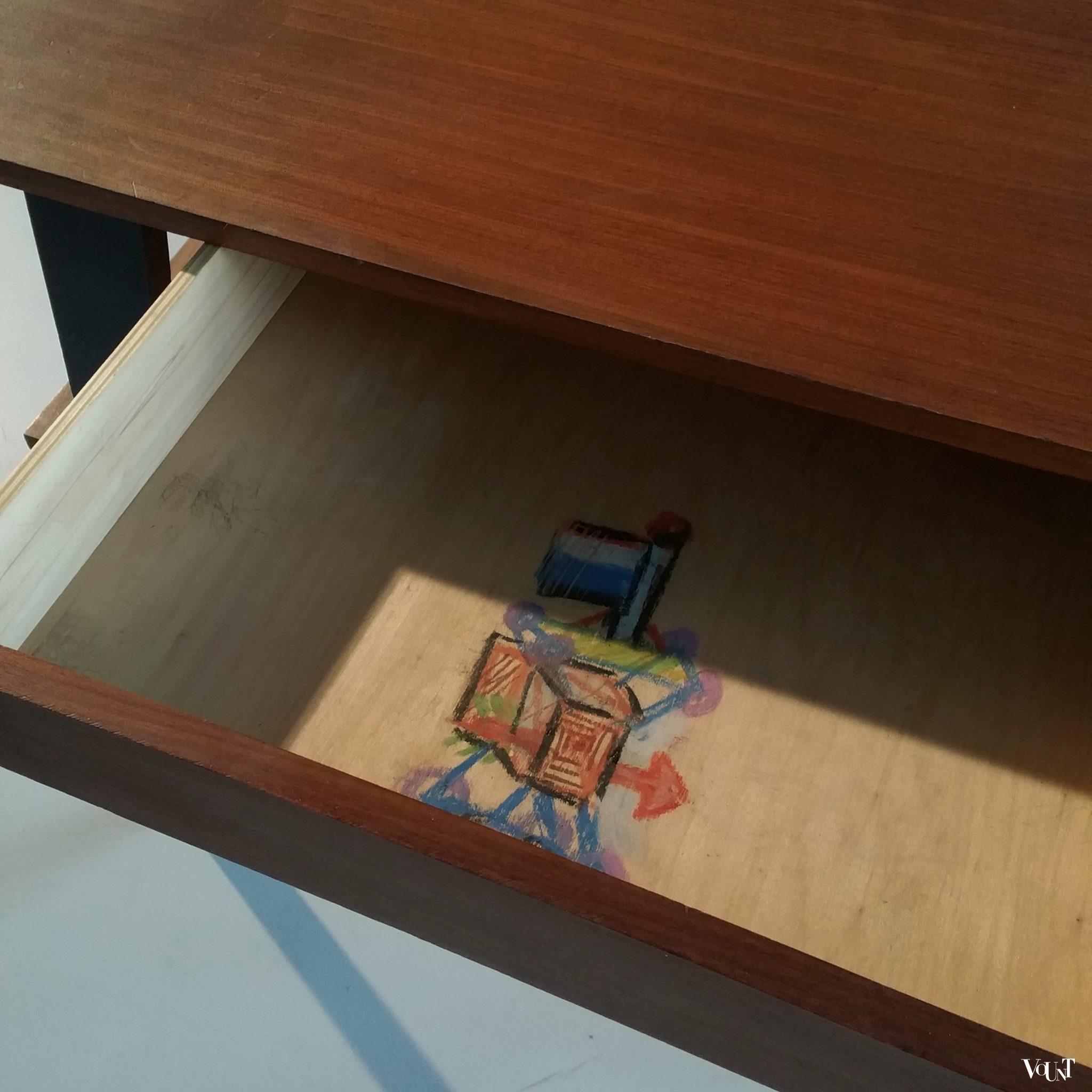 Mid-century bureau met twee boekenplanken, jaren '50