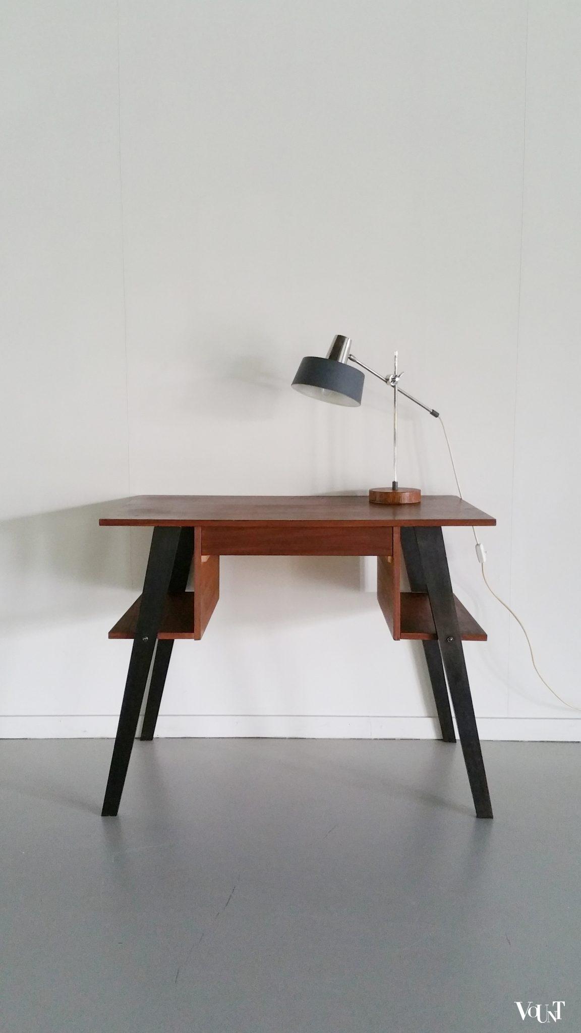 Mid-century bureau met twee boekenplanken, jaren '50