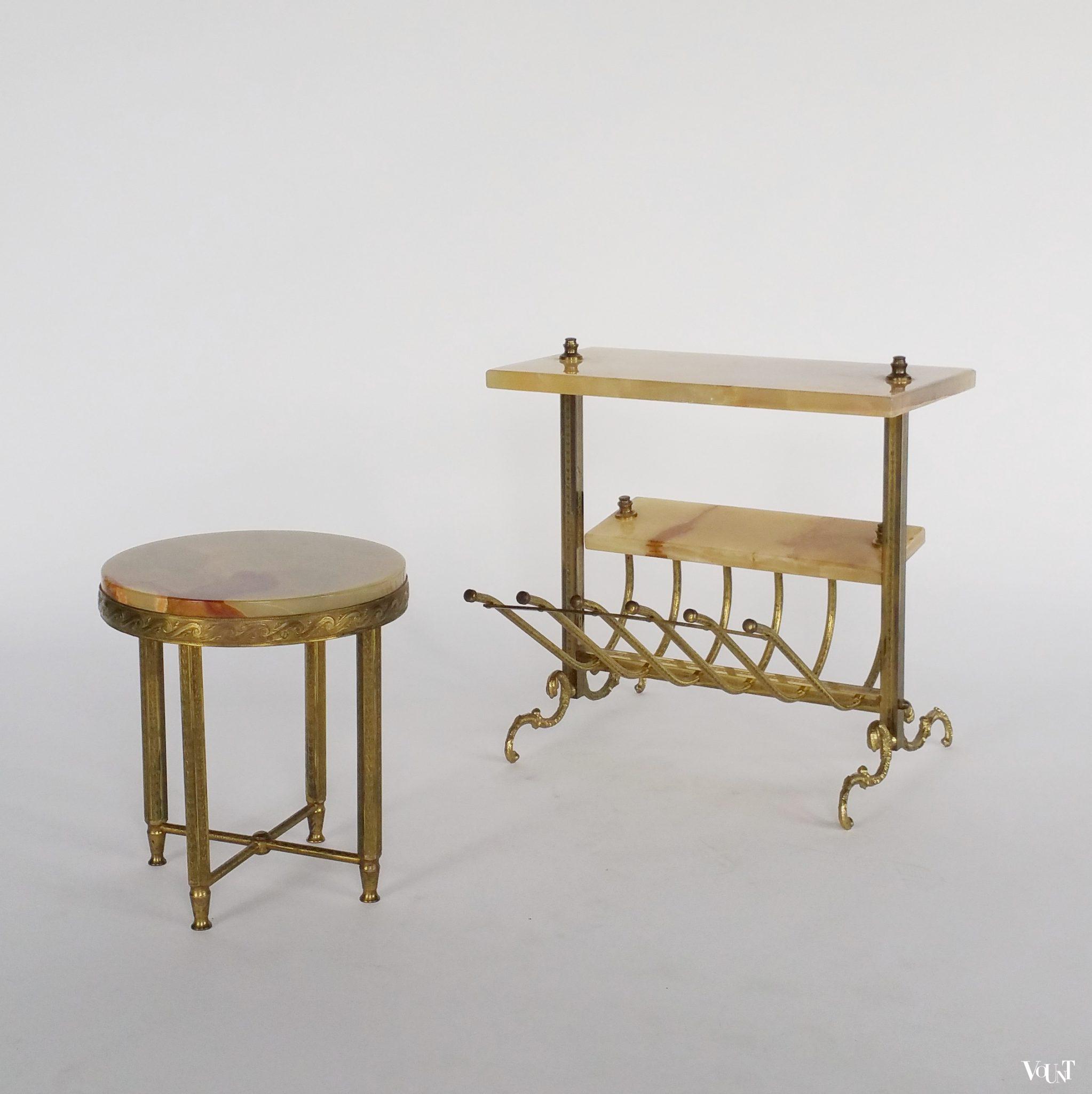 Messing lectuurrek met onyx blad, jaren '60