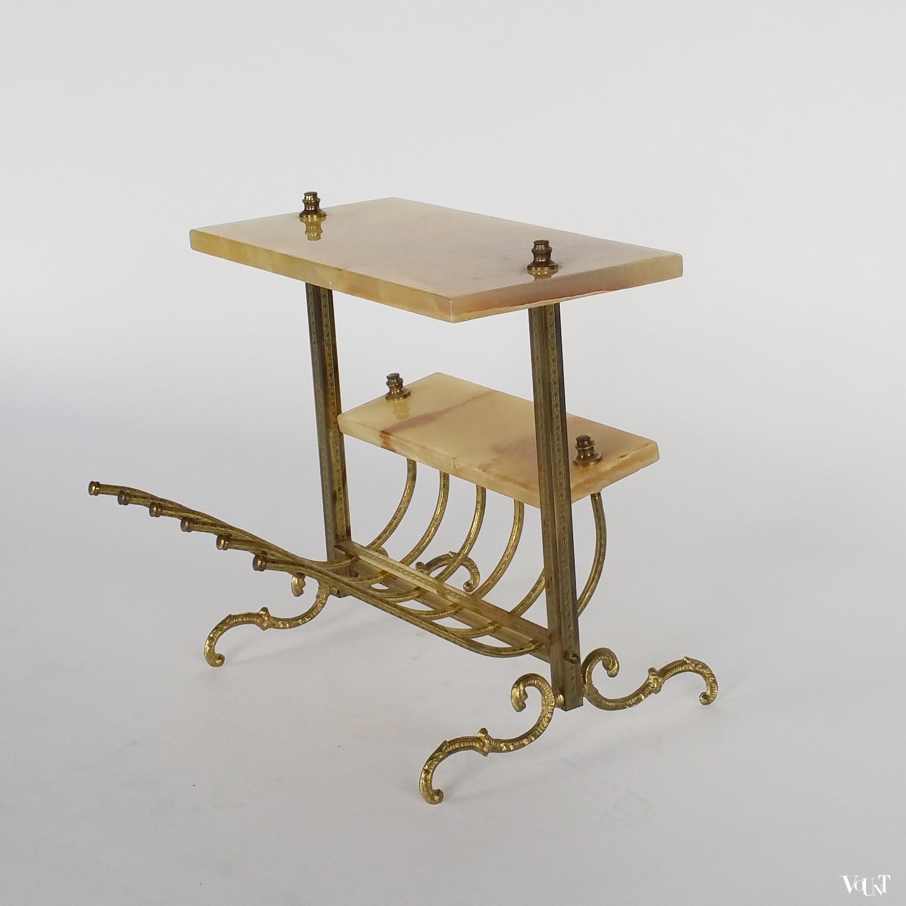 Messing lectuurrek met onyx blad, jaren '60